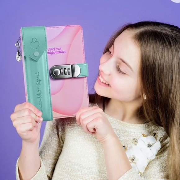 Secret Diary Set with Lock for Girls - Kids Locking Journal for Teens, Tweens - Picture 1 of 14